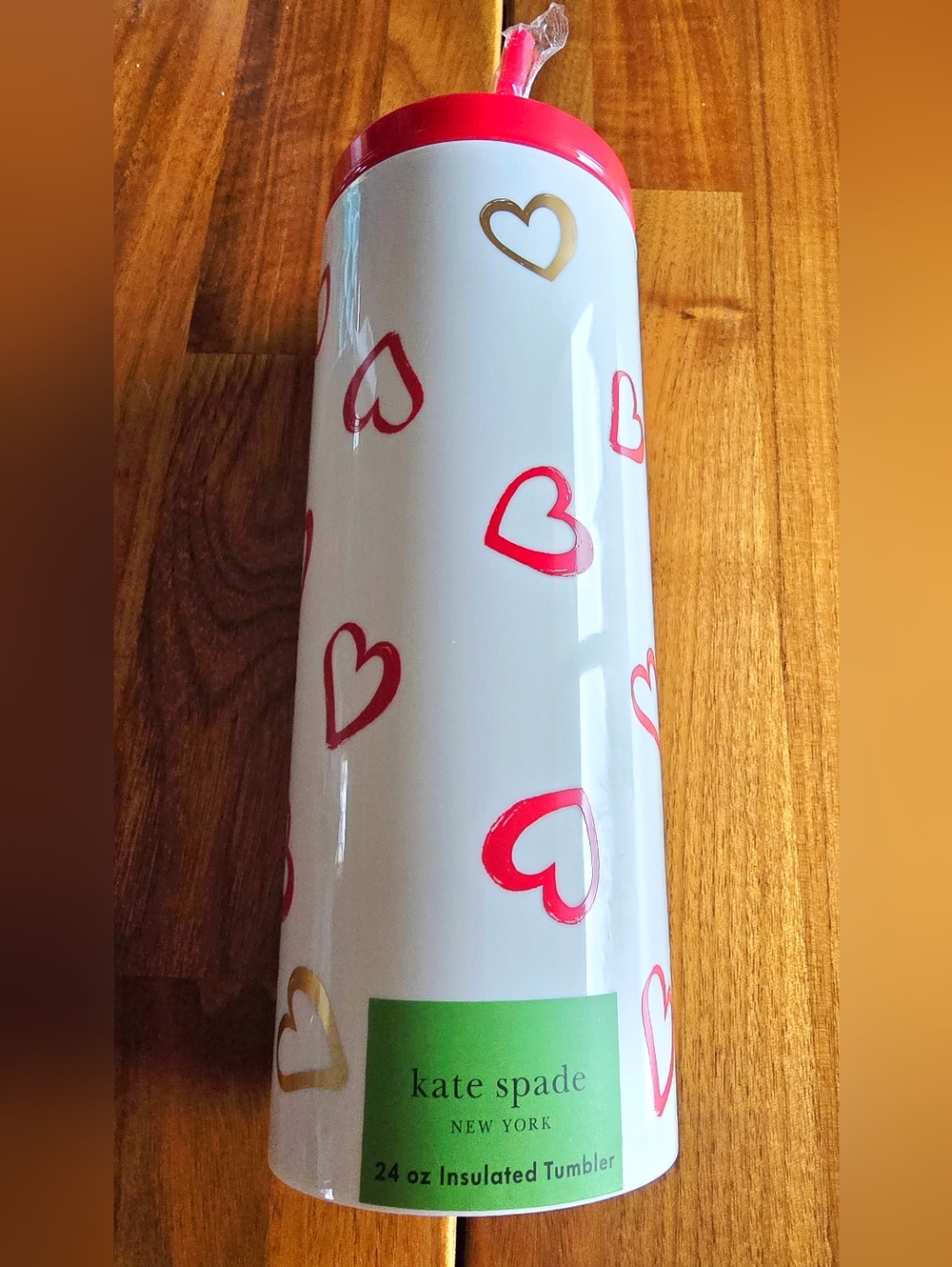 NEW! Kate Spade New York Tumbler, Slim Double Wall Tumbler Brushstroke Hearts